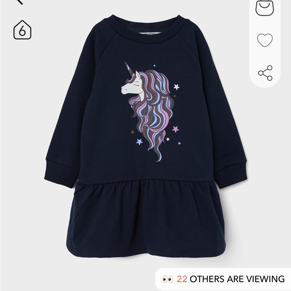 NWT NAME IT
Unicorn Print Long-Sleeved Dress in Navy SIZE 12m